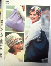 7359 1976 TURBAN, TRIANGLE SCARF WITH BRAIDS , HANDBAG PATTERN